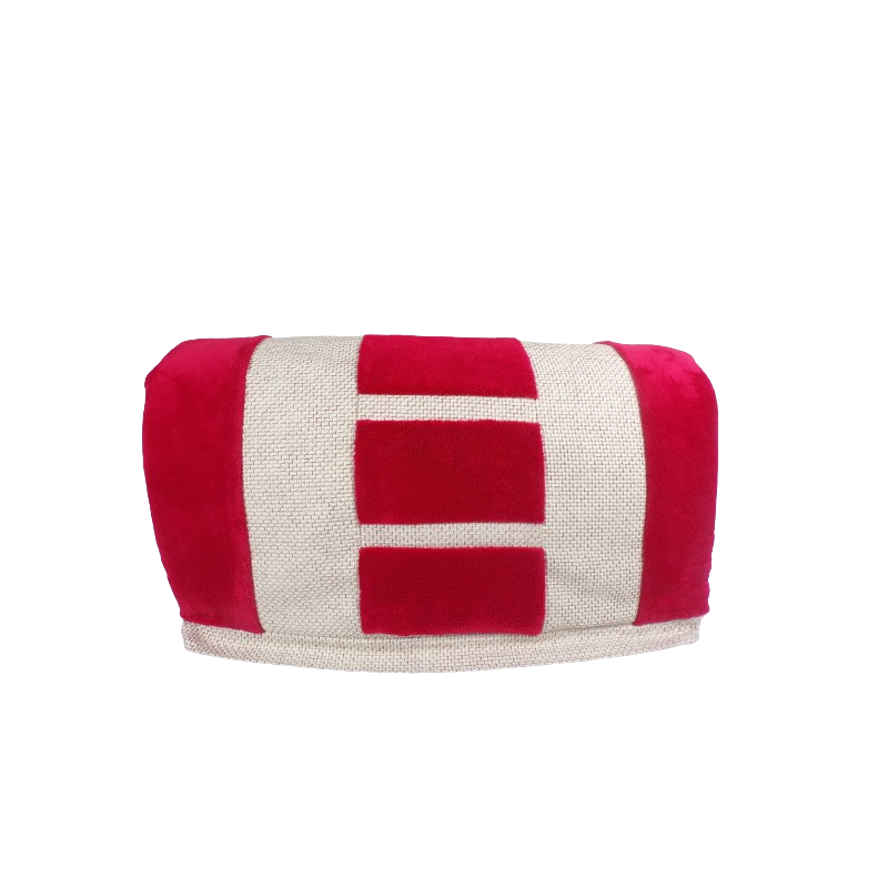 recharge écru et rouge du coussin bien-être pour chien moyen en tissu  pilou  et polyester