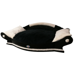 canapé design-luxueux  panier pour chien coussin lavable écru noir écru