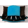 tres beau fauteuil pour chien avec coussin marron et turquoise lavable en machine