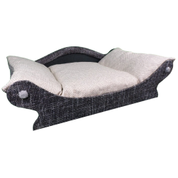 fauteuil  façon corbeille pour petits chiens et chats avec coussin beige très clair