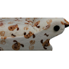 Canapé pour chien et chat en tissu polaire beige avec des impressions de pattes et d’os avec un coussin amovible