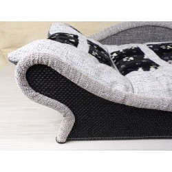 Détail du très spacieux couchage en forme de corbeille pour chien et chat, en tissu lourd résistant aux griffures