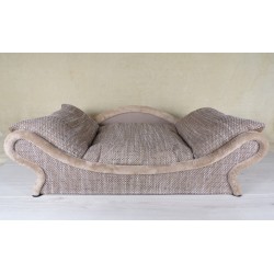 magnifique fauteuil -corbeille pour petits chiens et chats en tissu lourd d'ameublement marron clair