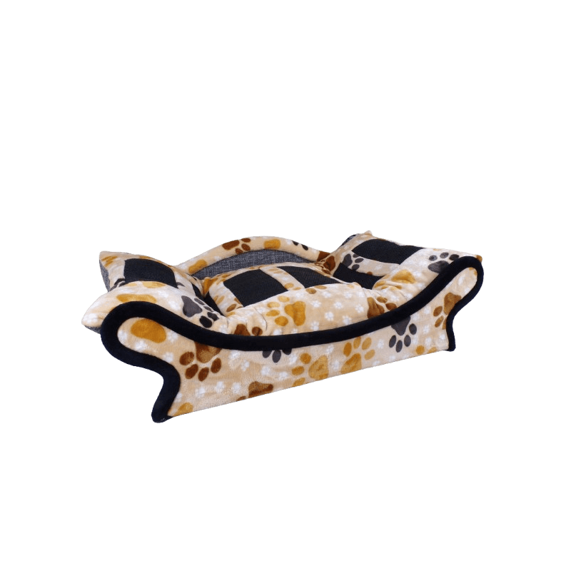 canape style panier pour chien et chat en tissu doudou pilou avec des rectangles noirs