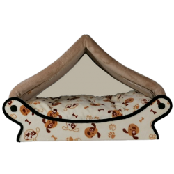 ravissant dôme écru en tissu doudou pour chat et petit chien